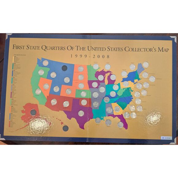 State Quarters Map 1999–2008 – 50 Coins, Collector’s Guide Included - Picture 2 of 7